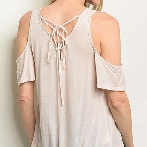 🧚BLUSH CRISSCROSS BACK OFF SHOULDER LOOSE FIT TOP